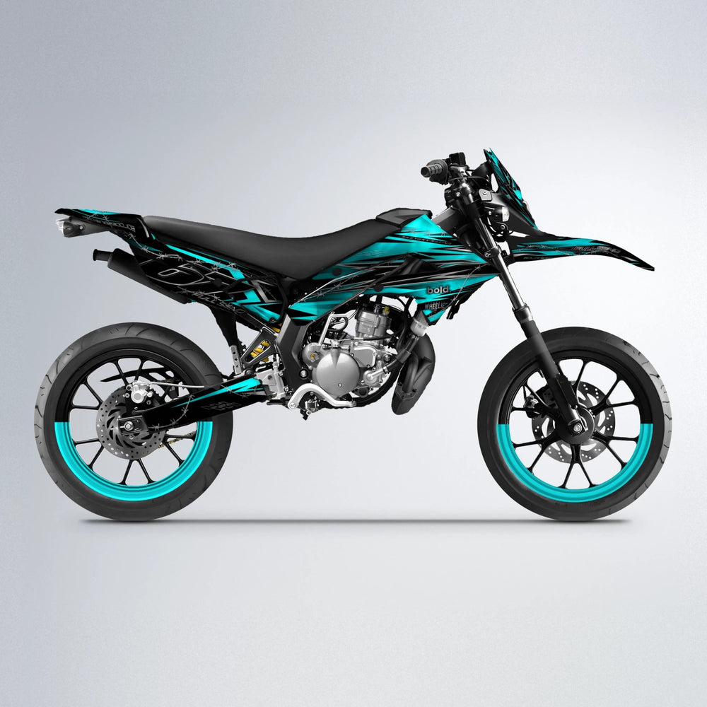 RIOT Derbi Senda supermoto graphics kit in Teal