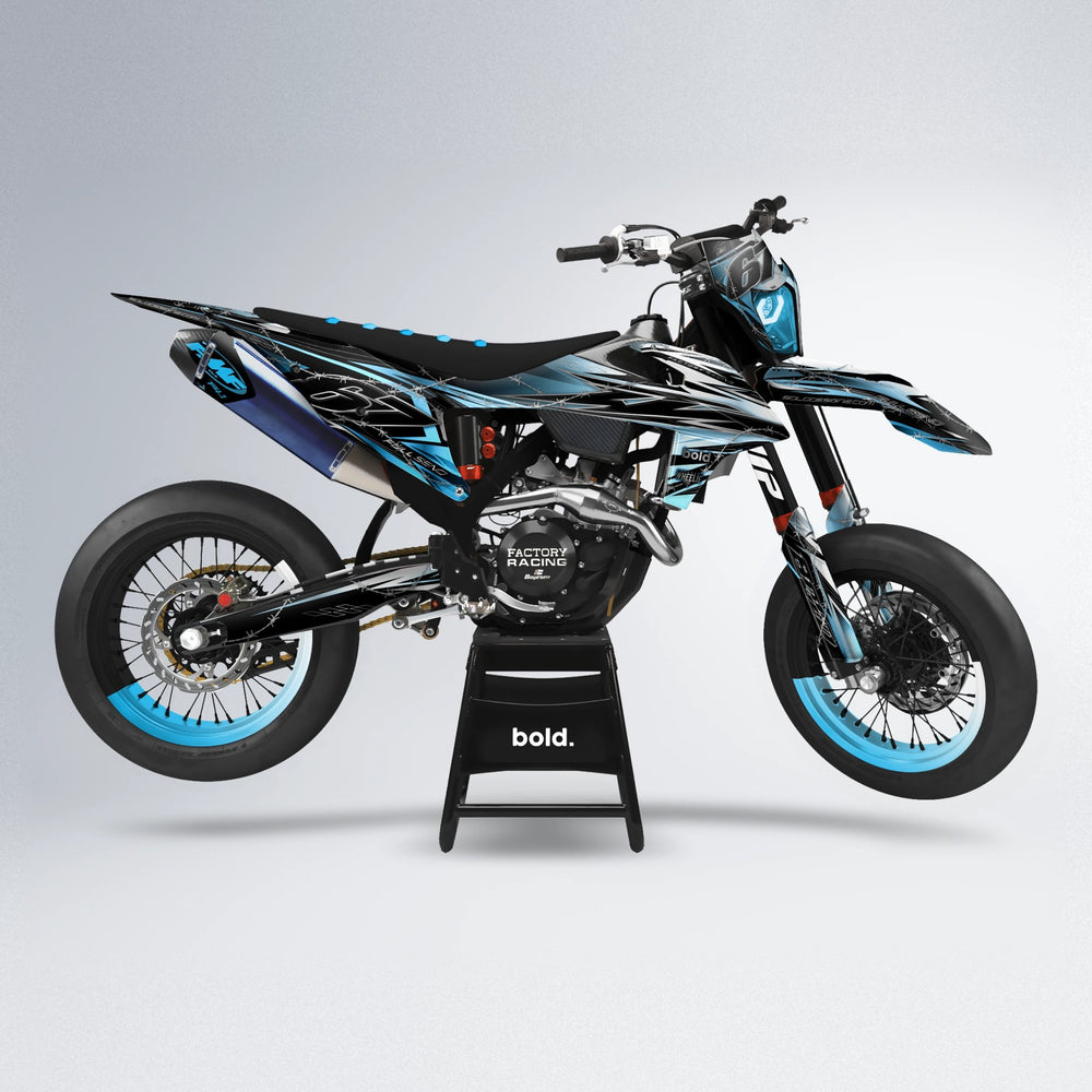 RIOT supermoto graphics kit in Light Blue & White