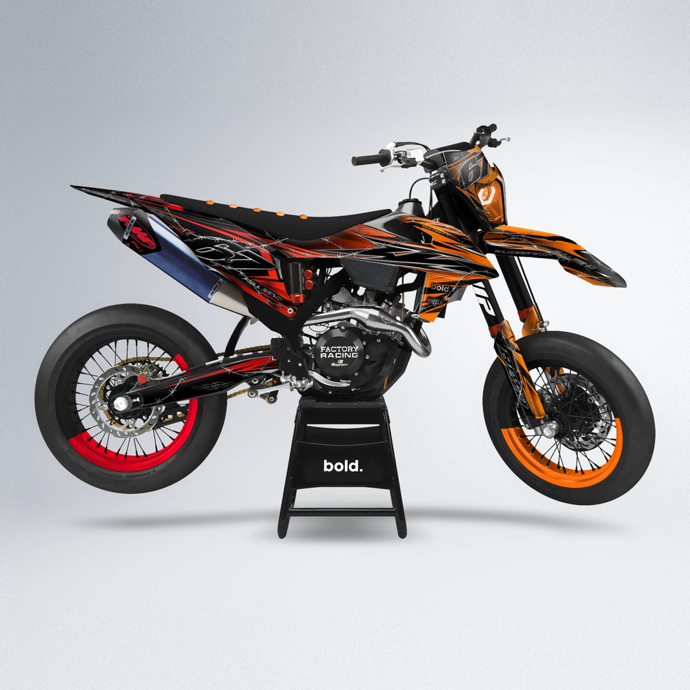 RIOT supermoto graphics kit in Red & Orange