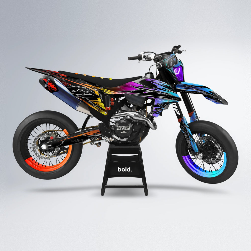 RIOT supermoto graphics kit in Sunset Fade