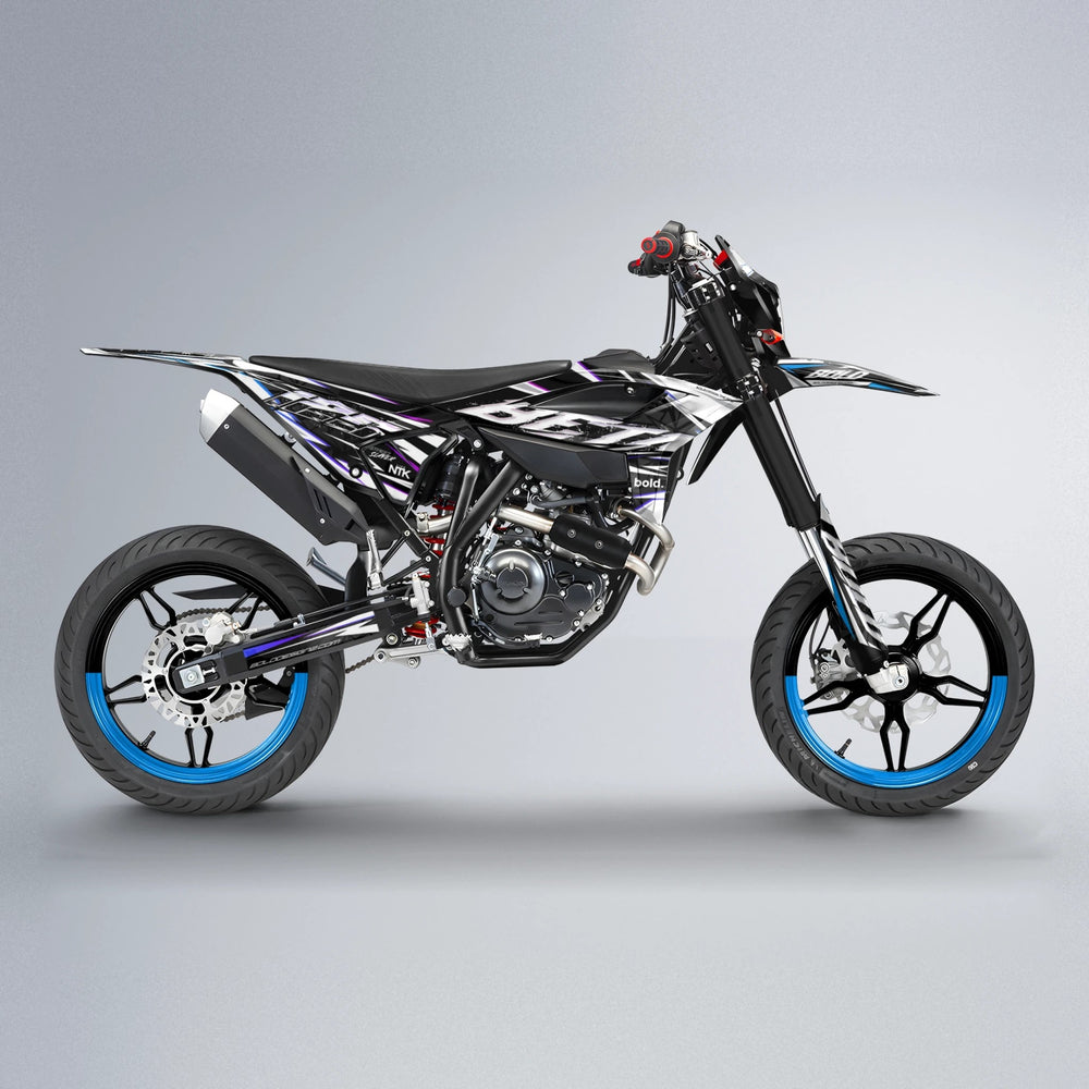 ROGUE Beta supermoto graphics kit in Blue Purple Fade