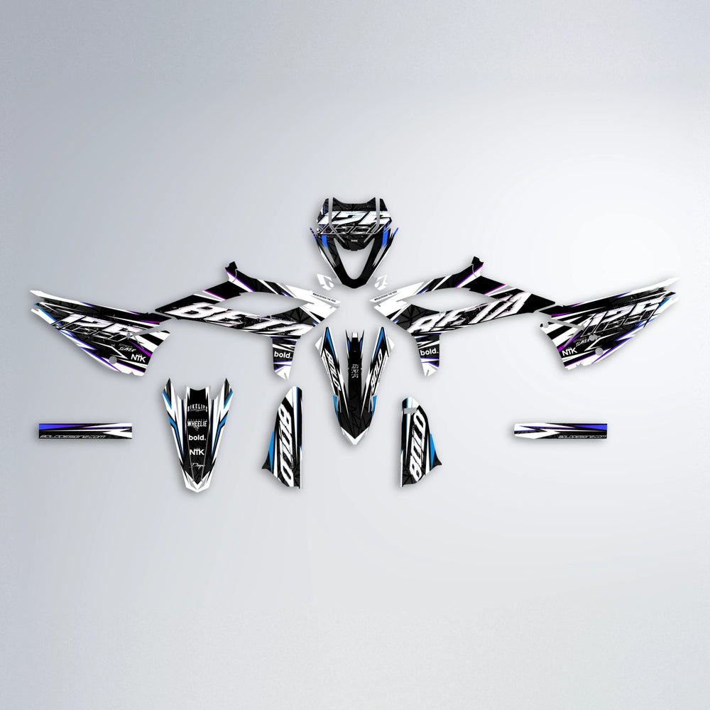 ROGUE Beta graphics kit parts layout in Blue Purple Fade