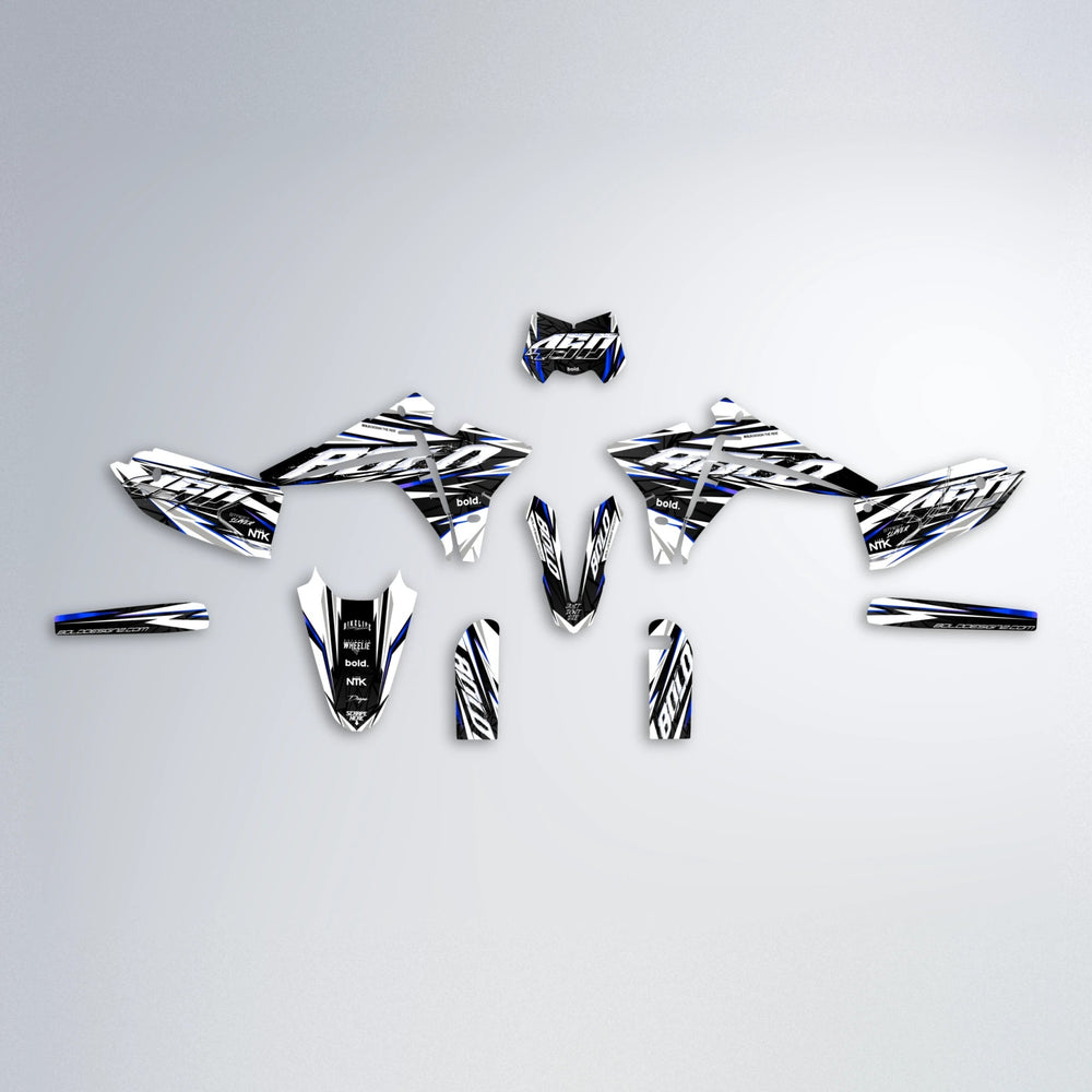 ROGUE Fantic graphics kit parts layout in Blue