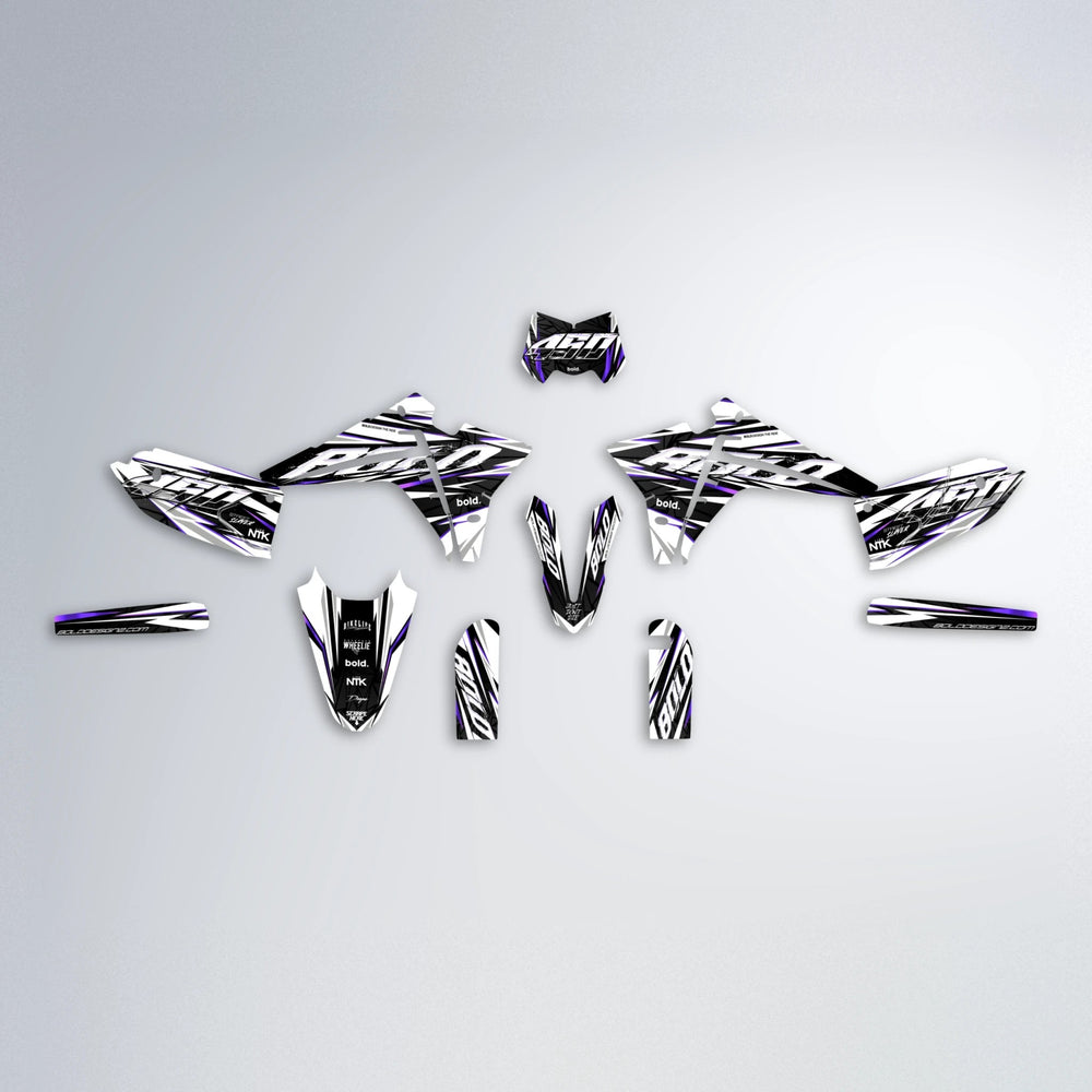 ROGUE Fantic graphics kit parts layout in Purple