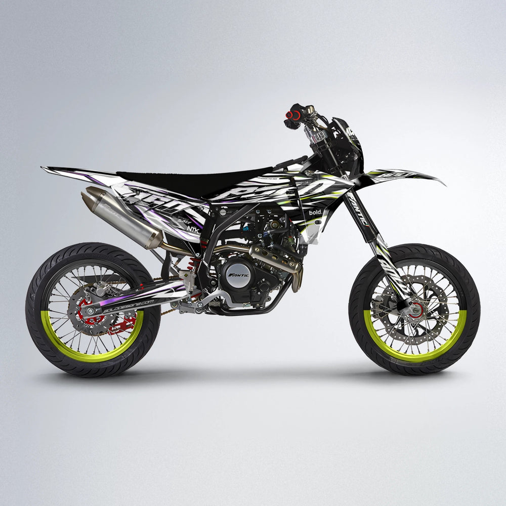 ROGUE Fantic supermoto graphics kit in Purple & Yellow