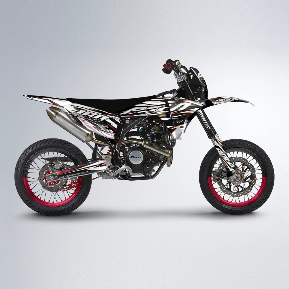 ROGUE Fantic supermoto graphics kit in Red & Orange