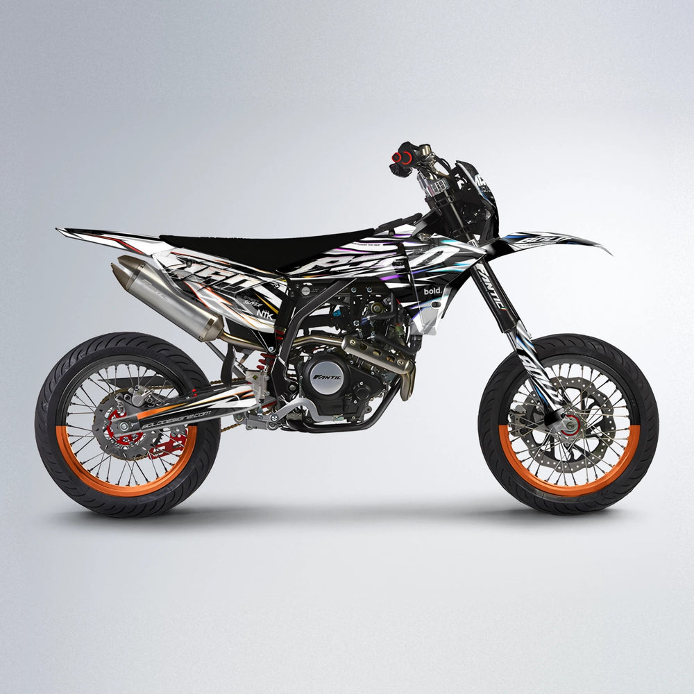 ROGUE Fantic supermoto graphics kit in Sunset Fade
