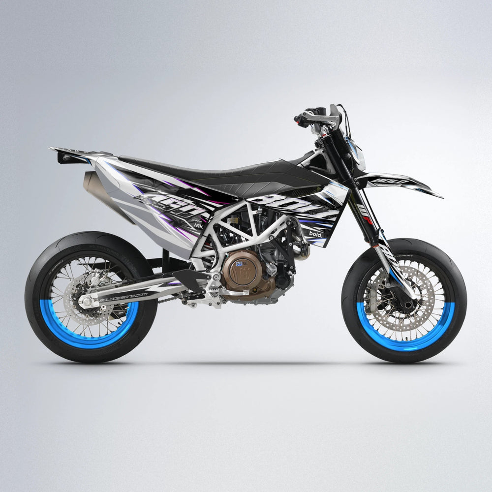 ROGUE Husqvarna 701 supermoto graphics kit in Blue Purple Fade