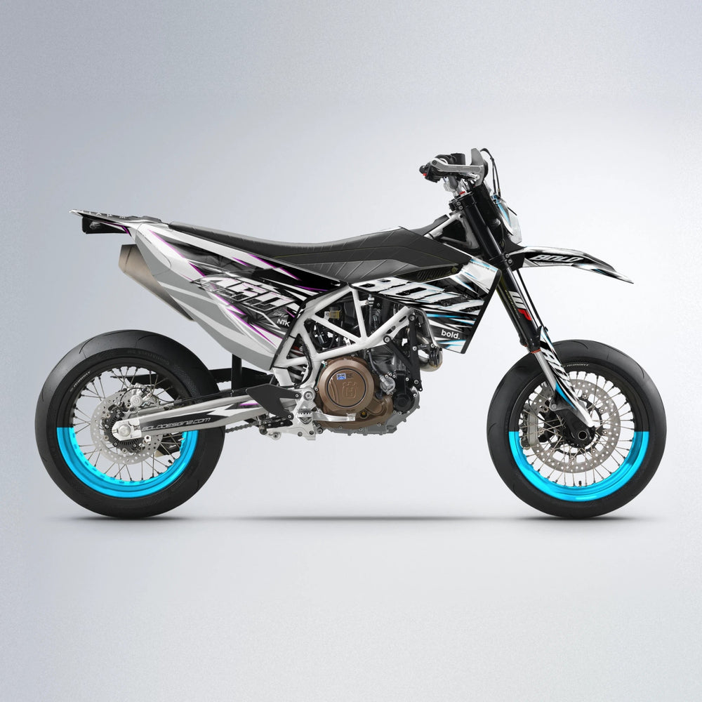 ROGUE Husqvarna 701 supermoto graphics kit in Pink & Light Blue