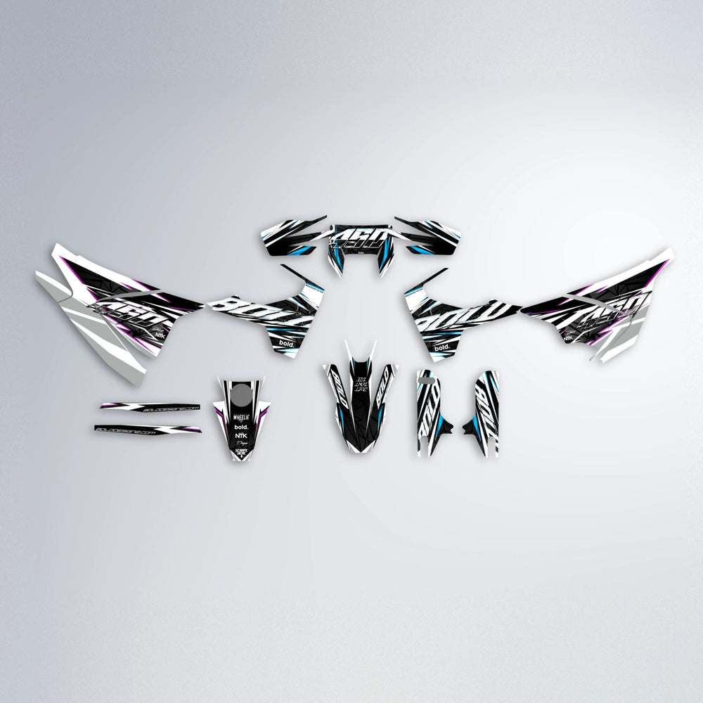 ROGUE Husqvarna 701 graphics kit parts layout in Pink & Light Blue