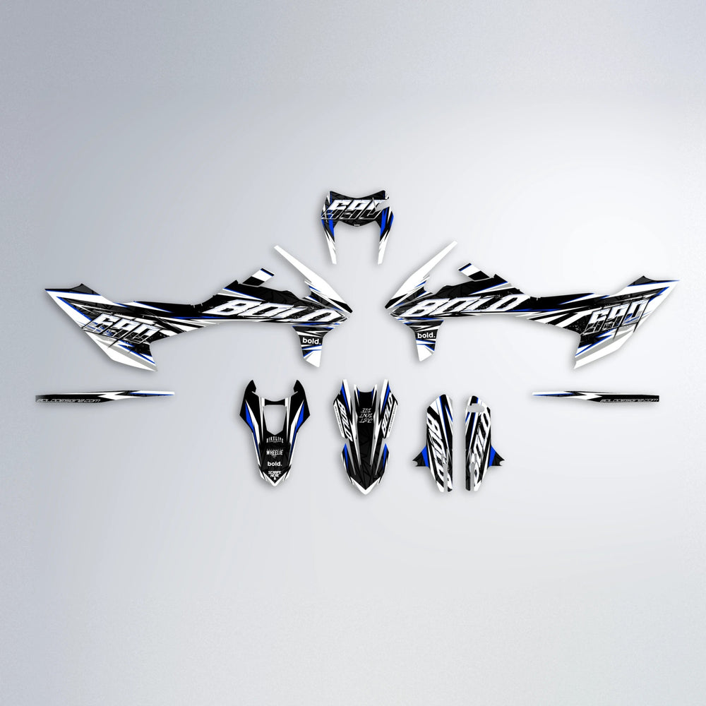 ROGUE KTM SMC 690 graphics kit parts layout in Blue