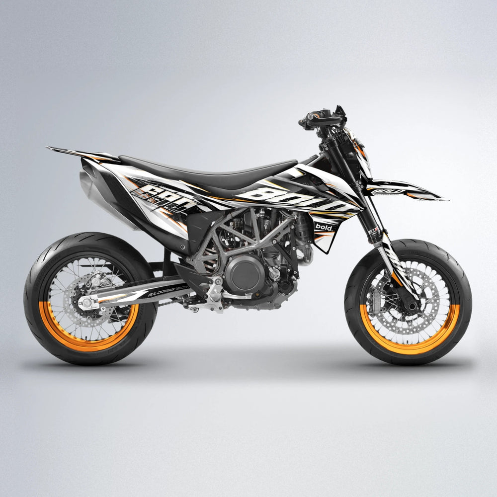 ROGUE KTM SMC 690 supermoto graphics kit in Orange & Yellow