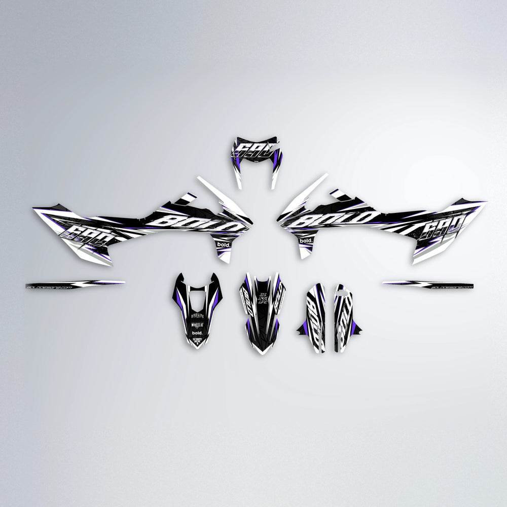 ROGUE KTM SMC 690 graphics kit parts layout in Purple