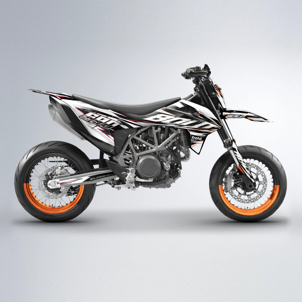 ROGUE KTM SMC 690 supermoto graphics kit in Red & Orange