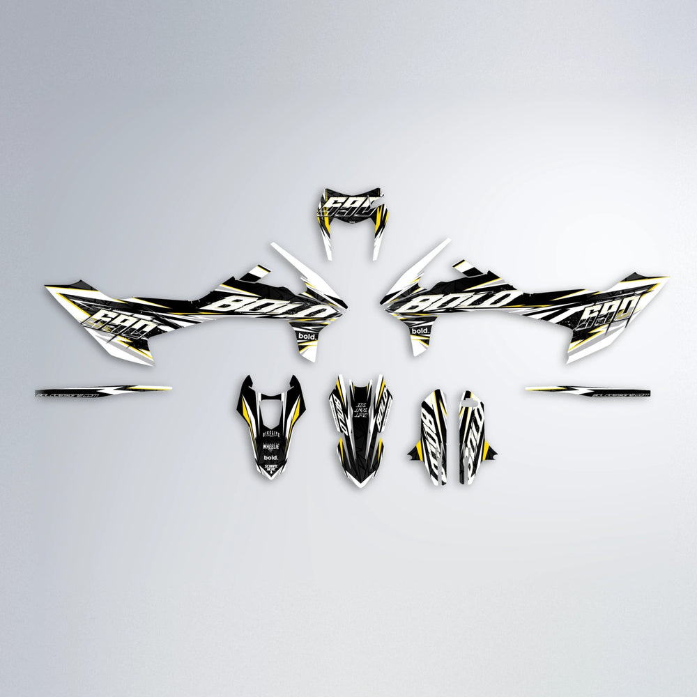 ROGUE KTM SMC 690 graphics kit parts layout in Yellow
