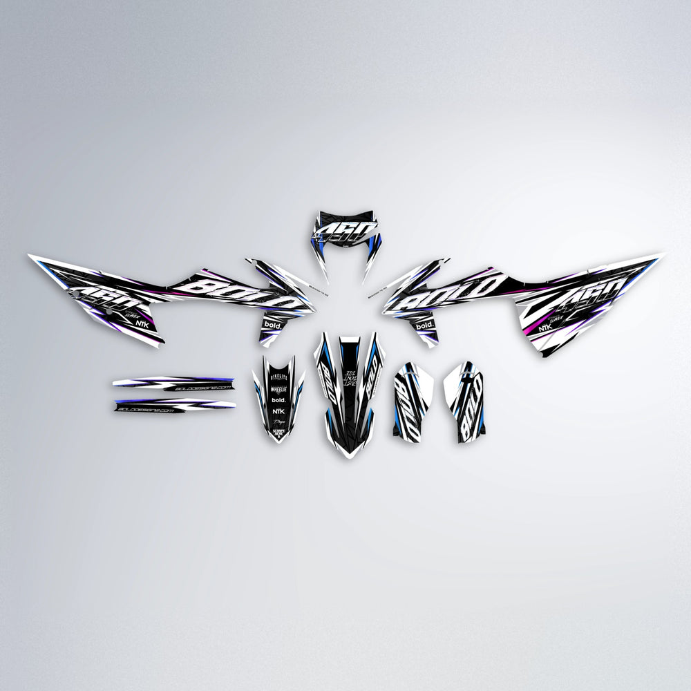 ROGUE graphics kit parts layout in Blue Purple Fade