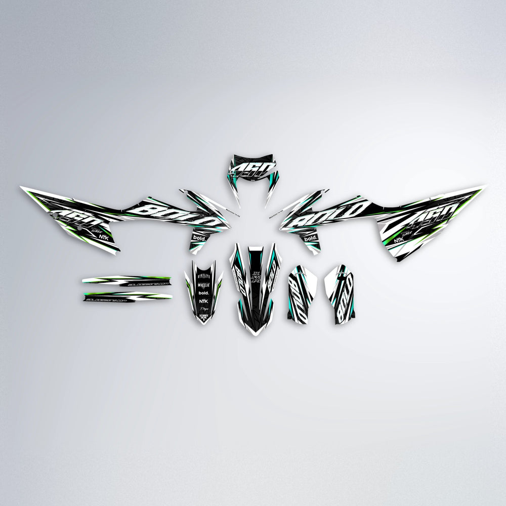 ROGUE graphics kit parts layout in Cyan & Green