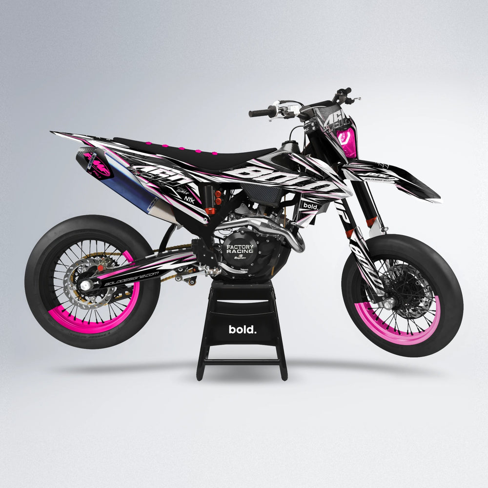 ROGUE supermoto graphics kit in Flamingo