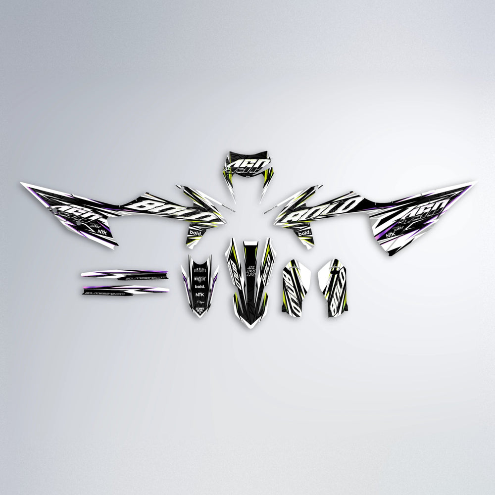ROGUE graphics kit parts layout in Purple & Yellow