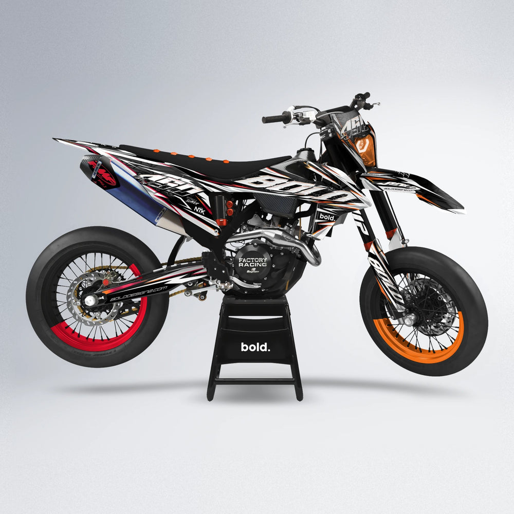 ROGUE supermoto graphics kit in Red & Orange