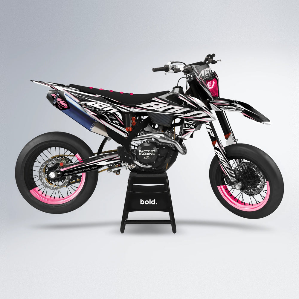ROGUE supermoto graphics kit in Sakura Pink