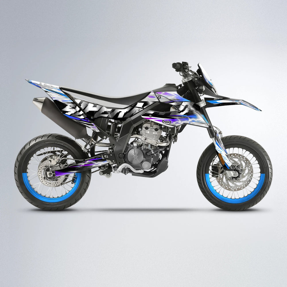 ROPAS72 Aprilia SX 125 supermoto graphics kit in Blue Purple Fade