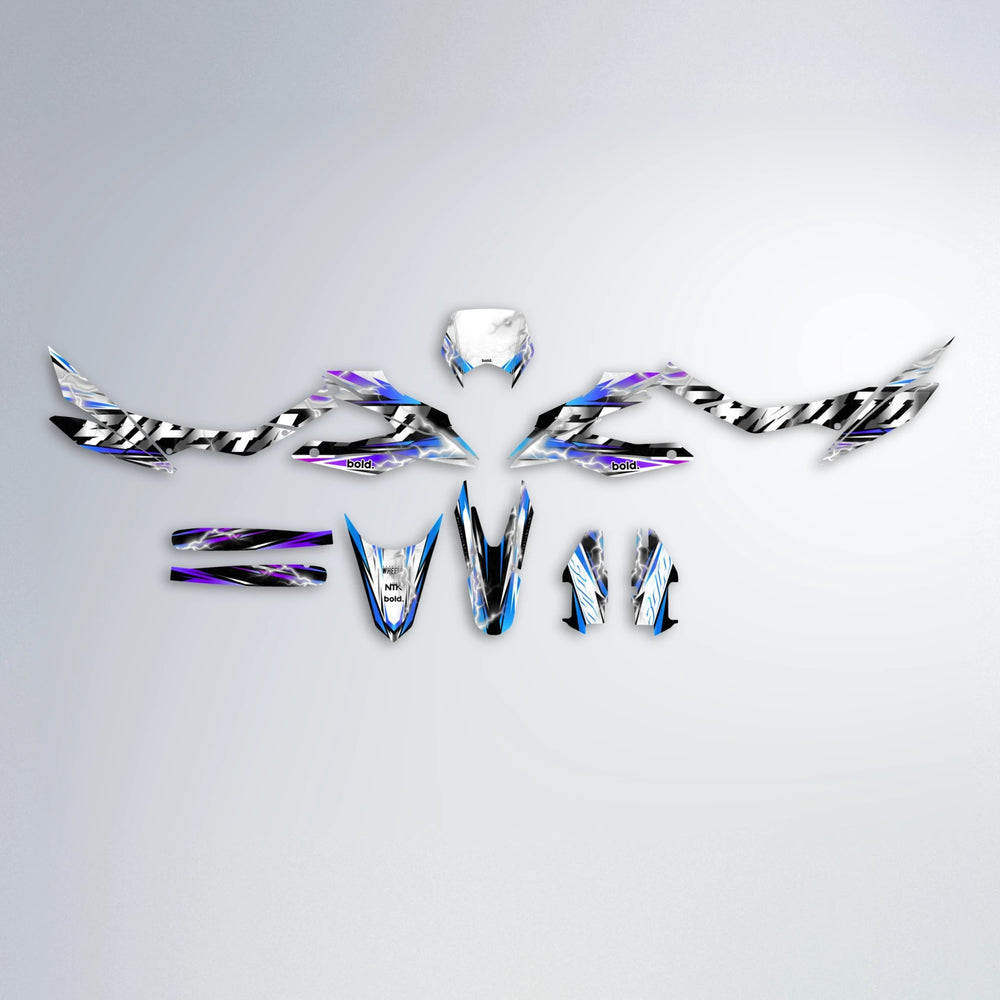 ROPAS72 Aprilia SX 125 graphics kit parts layout in Blue Purple Fade