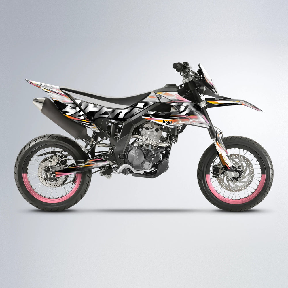 ROPAS72 Aprilia SX 125 supermoto graphics kit in Orange & Yellow