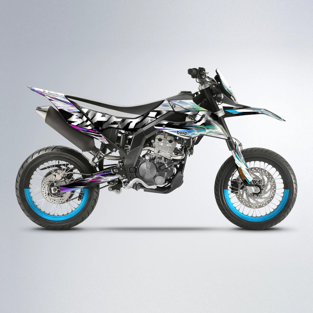 ROPAS72 Aprilia SX 125 supermoto graphics kit in Pink & Light Blue