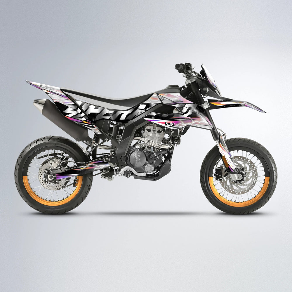 ROPAS72 Aprilia SX 125 supermoto graphics kit in Pink & Yellow