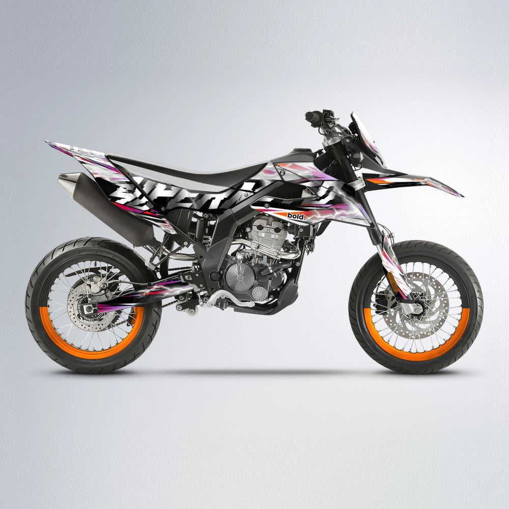 ROPAS72 Aprilia SX 125 supermoto graphics kit in Red & Orange