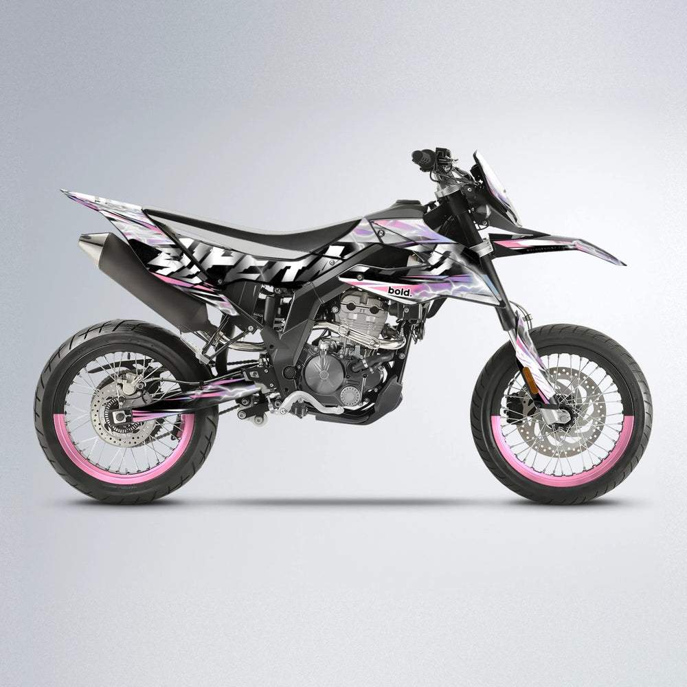 ROPAS72 Aprilia SX 125 supermoto graphics kit in Sakura Pink