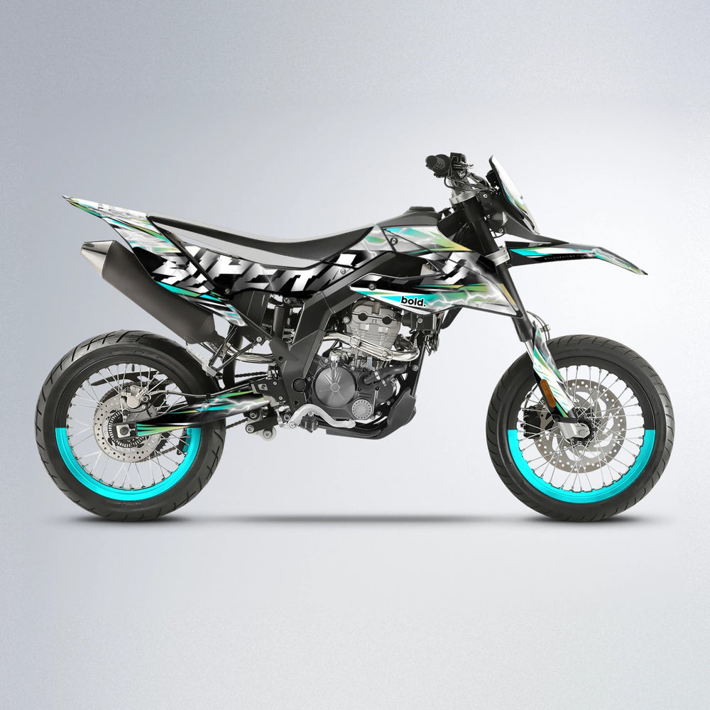 ROPAS72 Aprilia SX 125 supermoto graphics kit in Teal