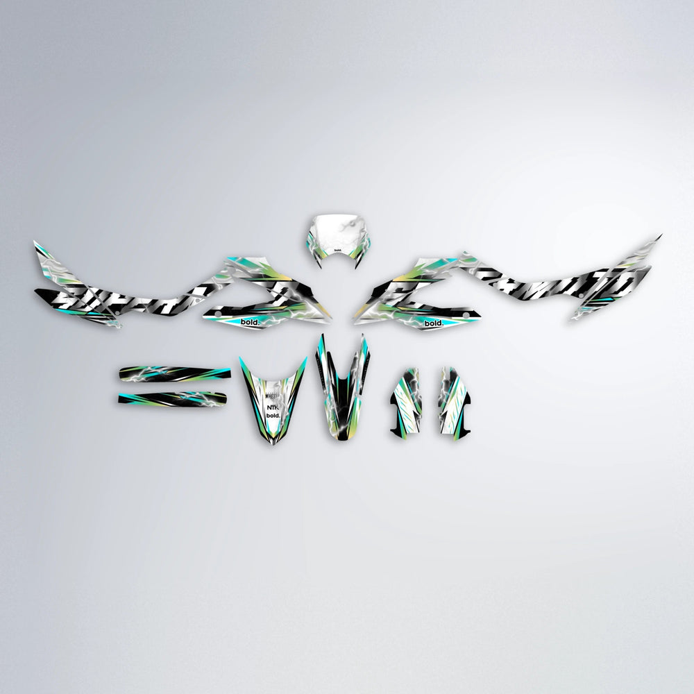 ROPAS72 Aprilia SX 125 graphics kit parts layout in Teal