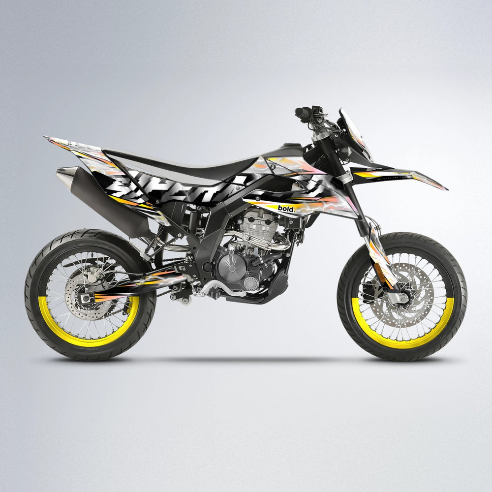ROPAS72 Aprilia SX 125 supermoto graphics kit in Yellow