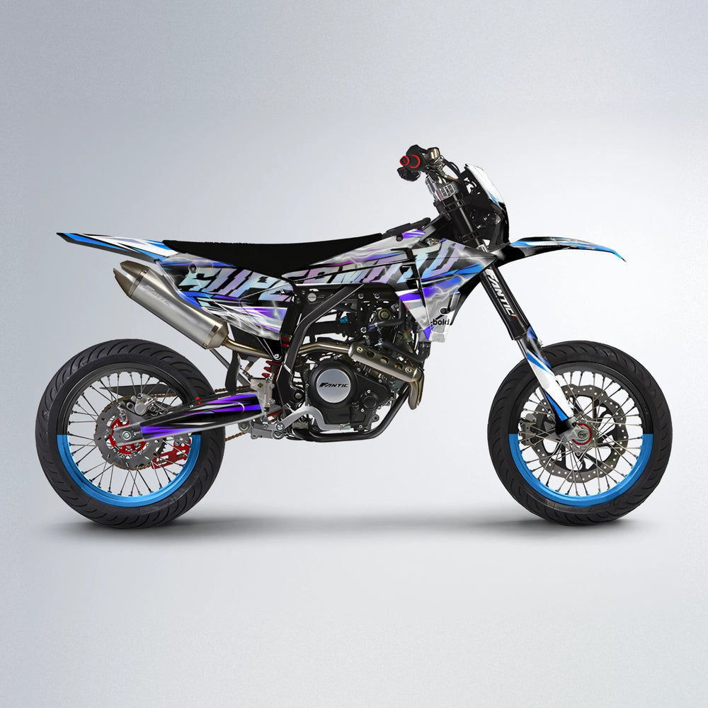 ROPAS72 Fantic supermoto graphics kit in Blue Purple Fade
