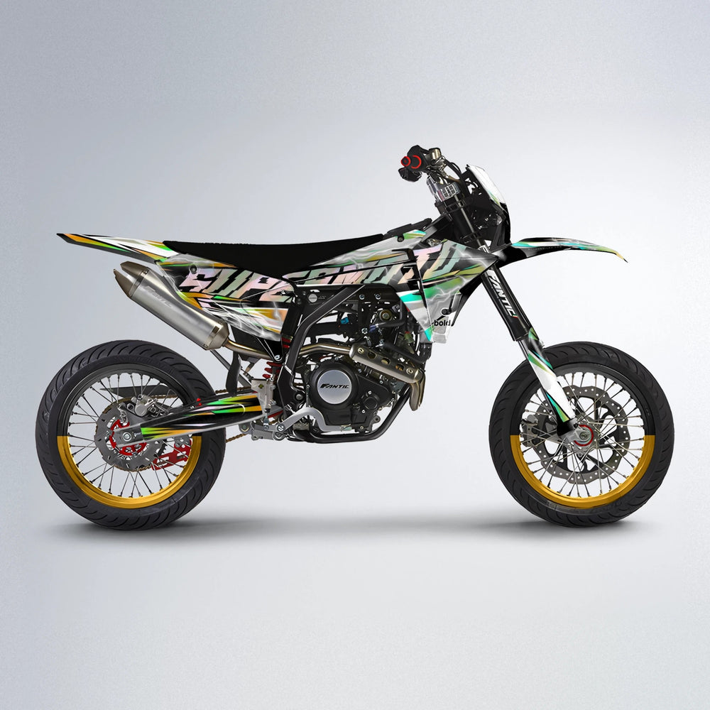 ROPAS72 Fantic supermoto graphics kit in Cyan & Green