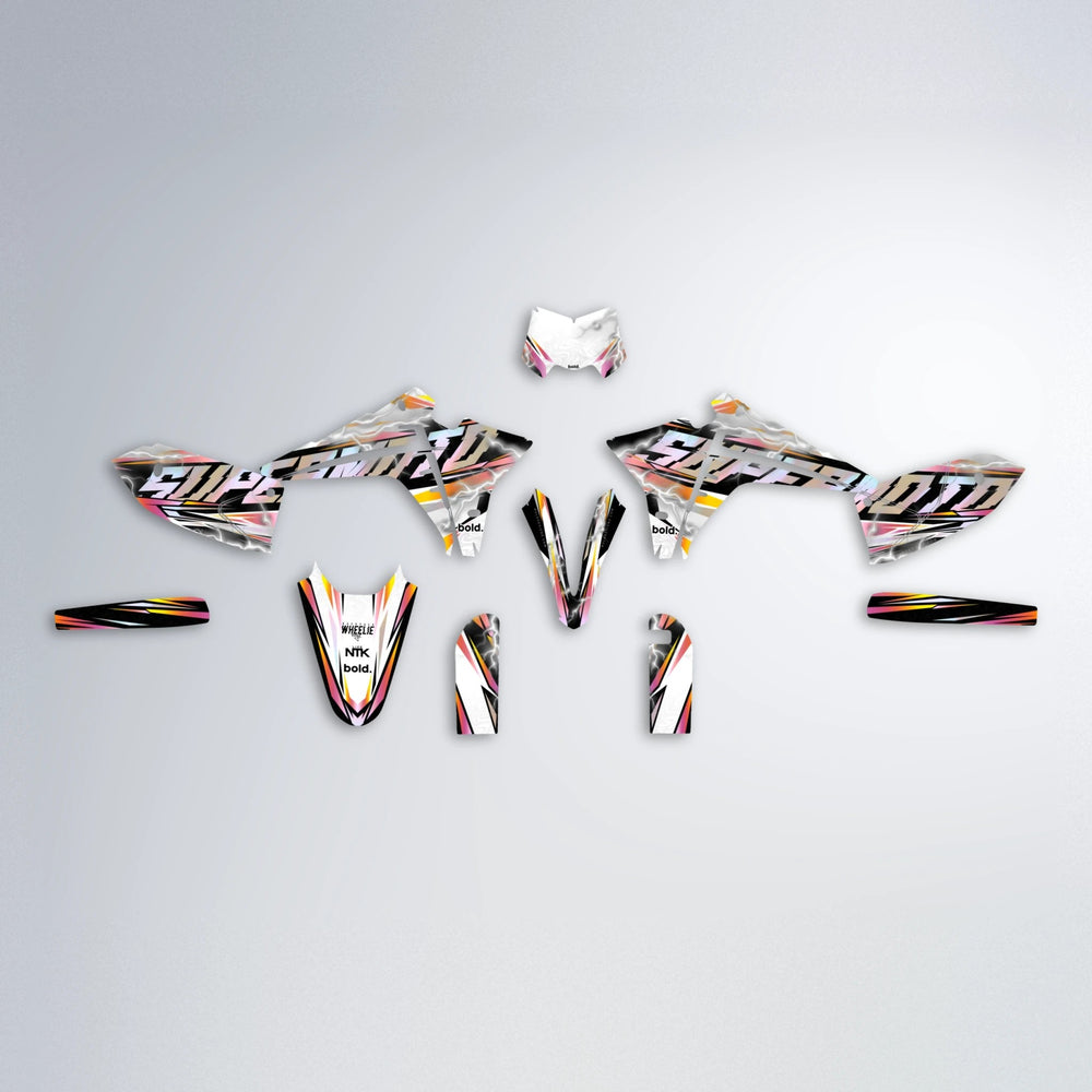 ROPAS72 Fantic graphics kit parts layout in Orange & Yellow