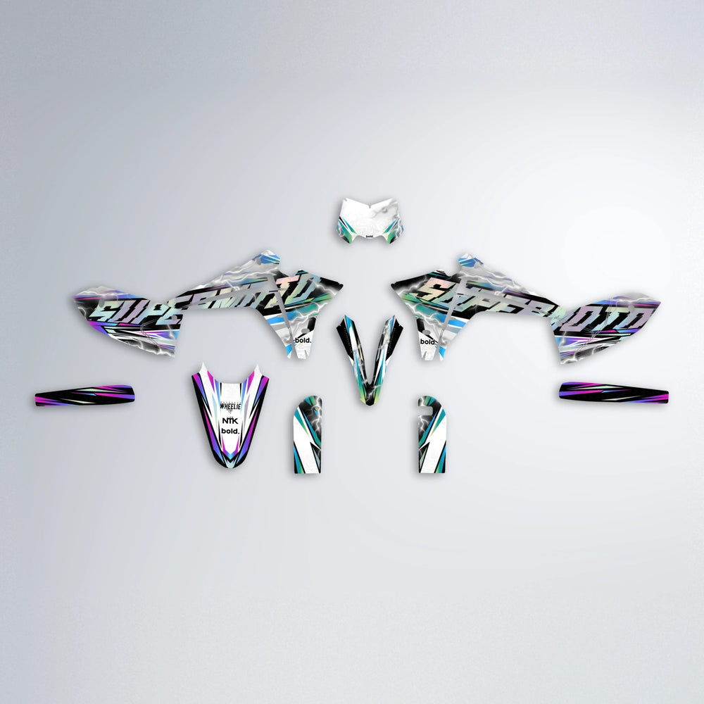 ROPAS72 Fantic graphics kit parts layout in Pink & Light Blue