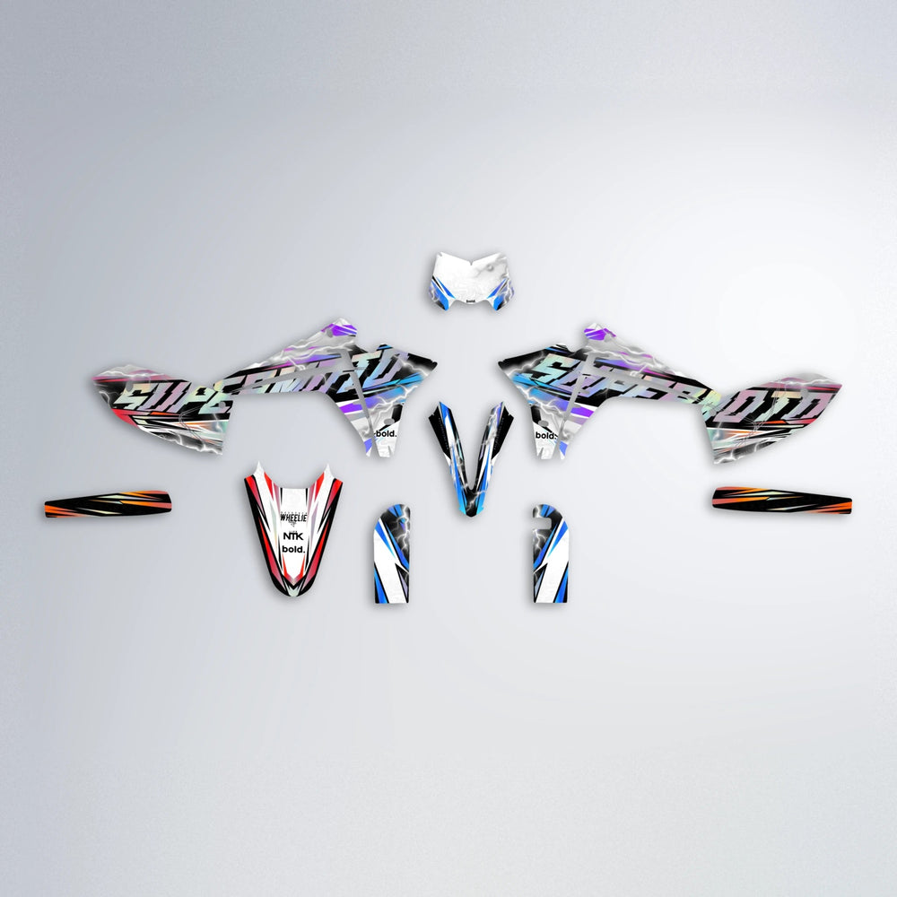 ROPAS72 Fantic graphics kit parts layout in Sunset Fade