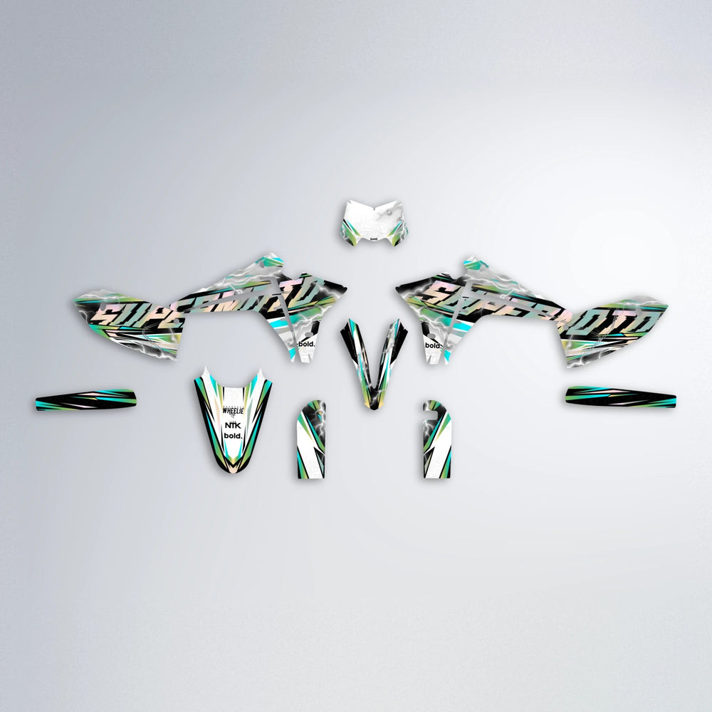 ROPAS72 Fantic graphics kit parts layout in Teal