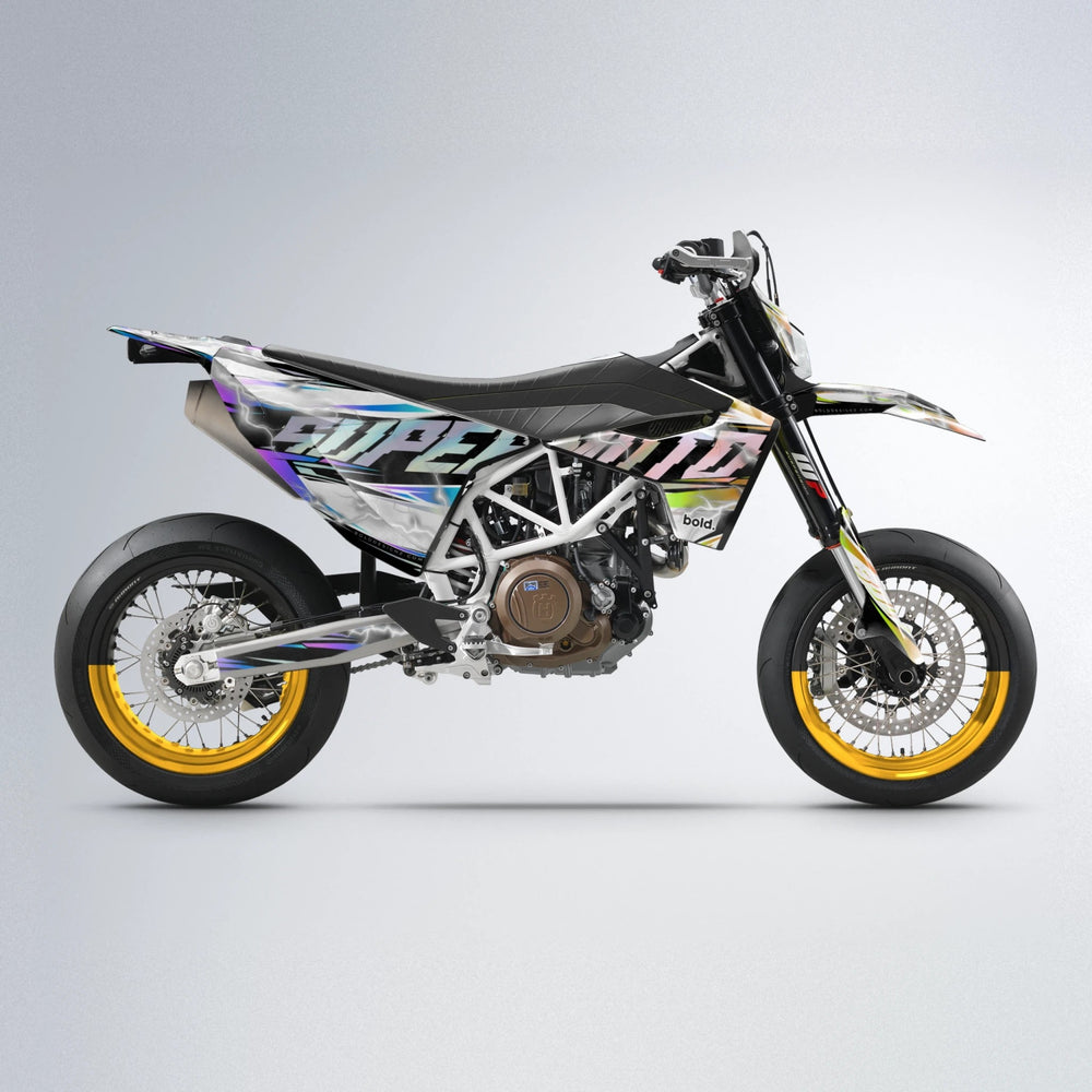 ROPAS72 Husqvarna 701 supermoto graphics kit in Purple & Yellow