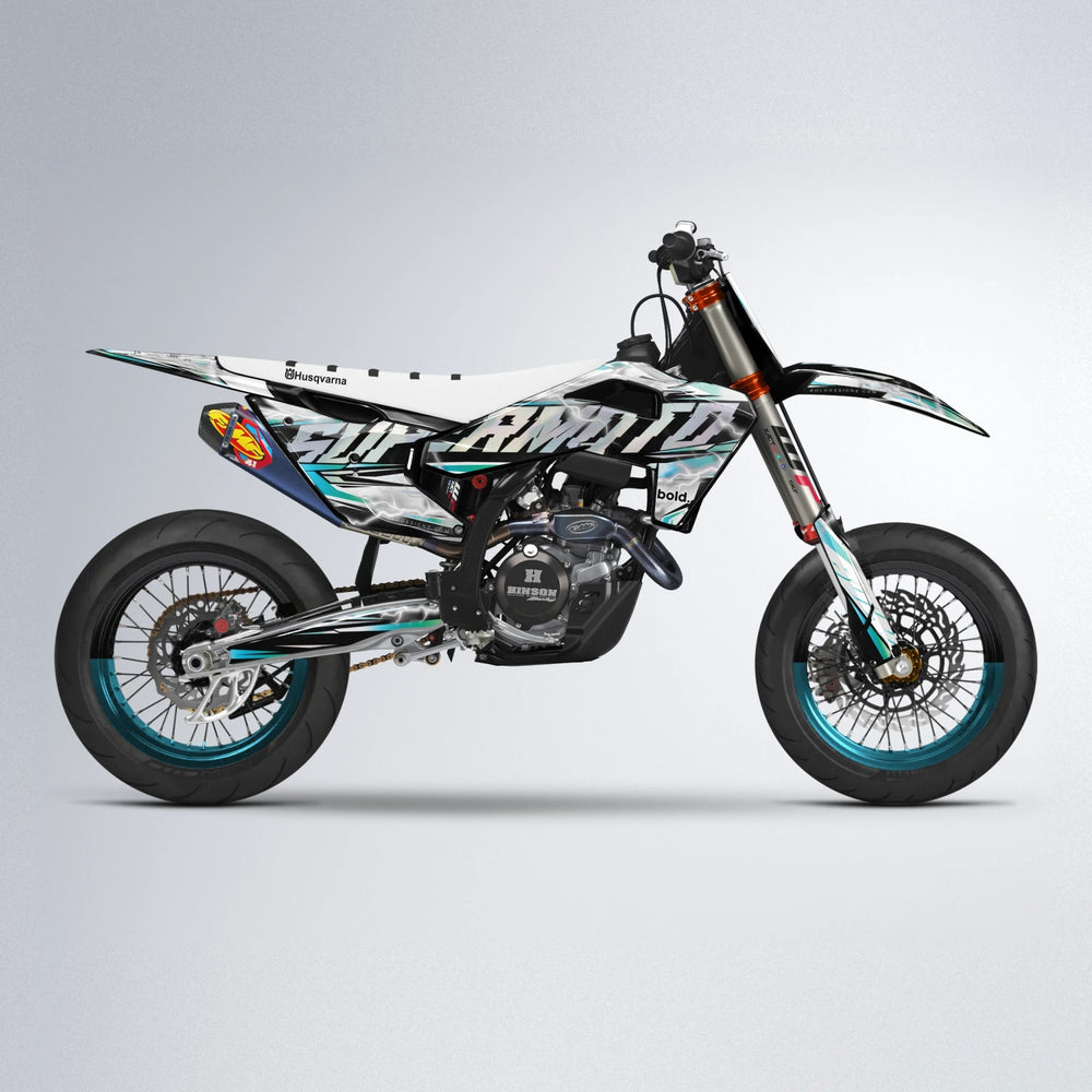 ROPAS72 Husqvarna FE/TE supermoto graphics kit in Light Blue & White