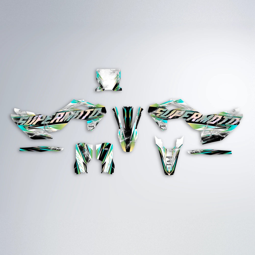 ROPAS72 Husqvarna FE/TE graphics kit parts layout in Teal