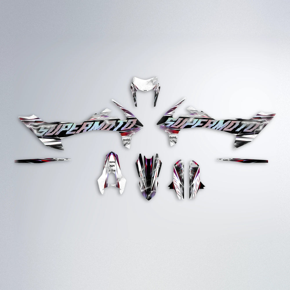 ROPAS72 KTM SMC 690 graphics kit parts layout in Black & Red