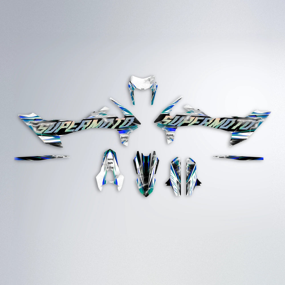 ROPAS72 KTM SMC 690 graphics kit parts layout in Blue