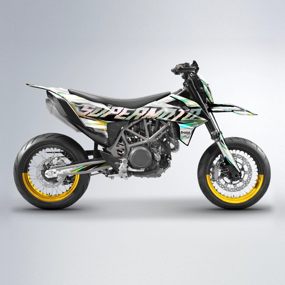 ROPAS72 KTM SMC 690 supermoto graphics kit in Cyan & Green