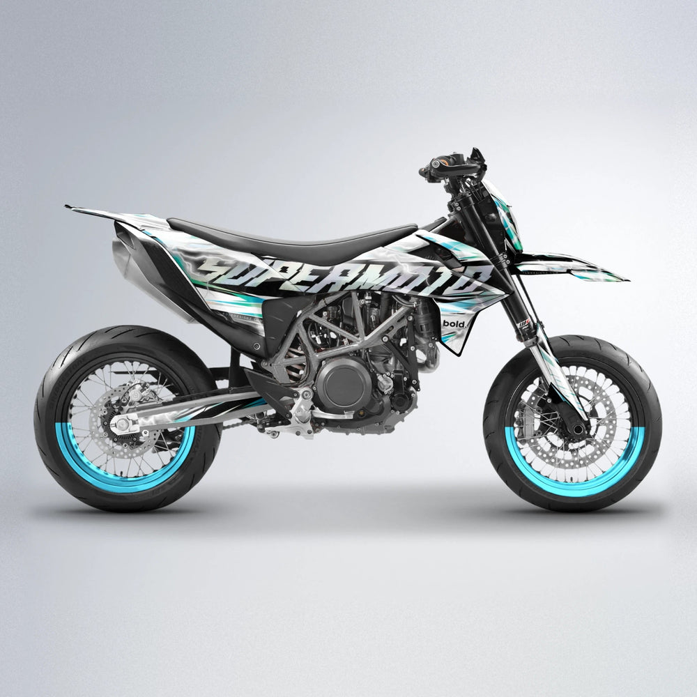 ROPAS72 KTM SMC 690 supermoto graphics kit in Light Blue & White