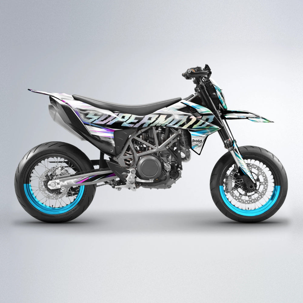 ROPAS72 KTM SMC 690 supermoto graphics kit in Pink & Light Blue