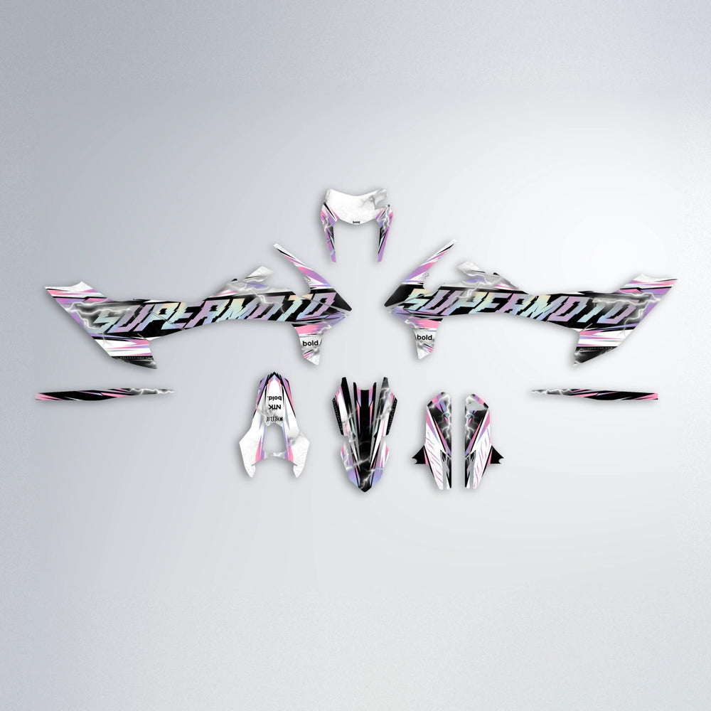ROPAS72 KTM SMC 690 graphics kit parts layout in Sakura Pink